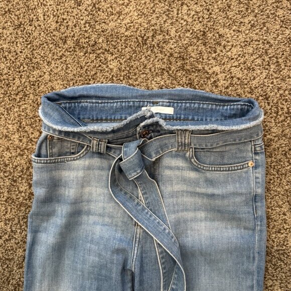 7 For All Mankind Jen Blue Jeans Women’s Size 29 Straight Leg Tie Belt - Picture 3 of 8